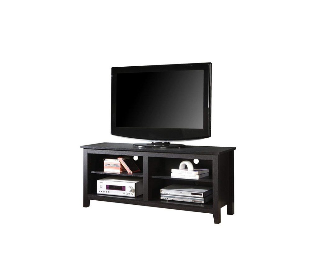 WE 58″ Wood TV Stand Storage Console, Black Stand For Tv